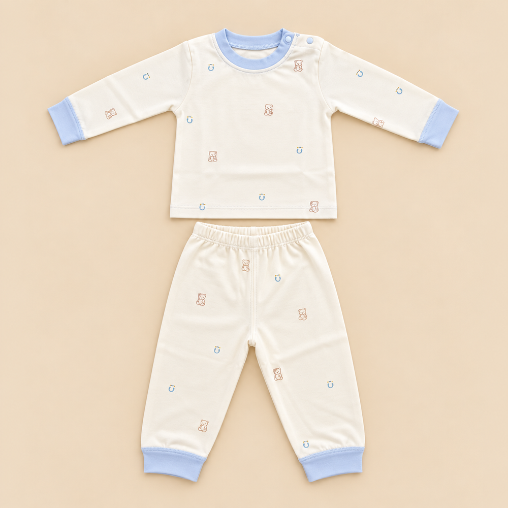 Printed 2-Piece Cotton Outfit Set – Full Sleeves & Pants