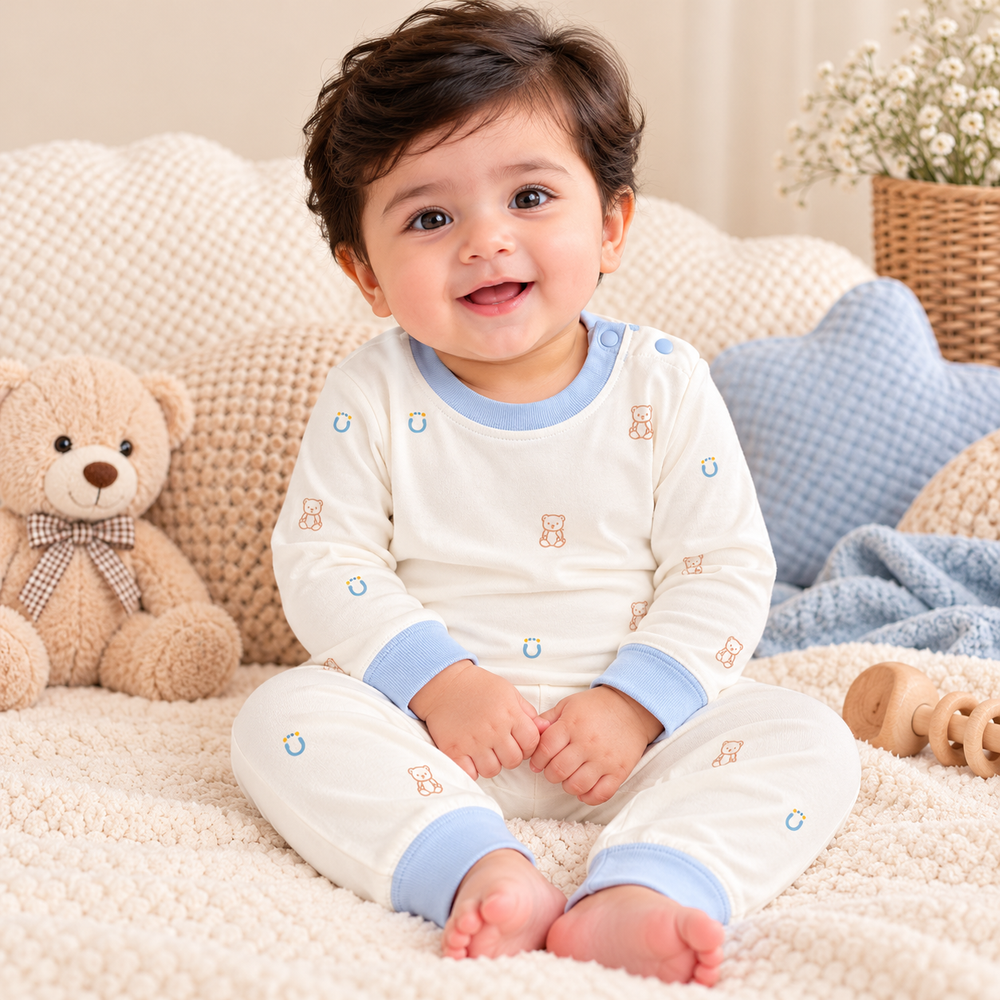 Printed 2-Piece Cotton Outfit Set – Full Sleeves & Pants