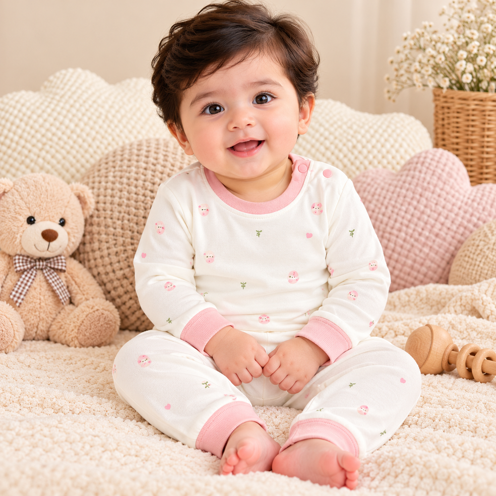 Printed 2-Piece Cotton Outfit Set – Full Sleeves & Pants