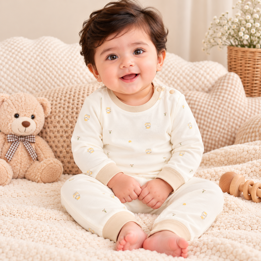 Printed 2-Piece Cotton Outfit Set – Full Sleeves & Pants