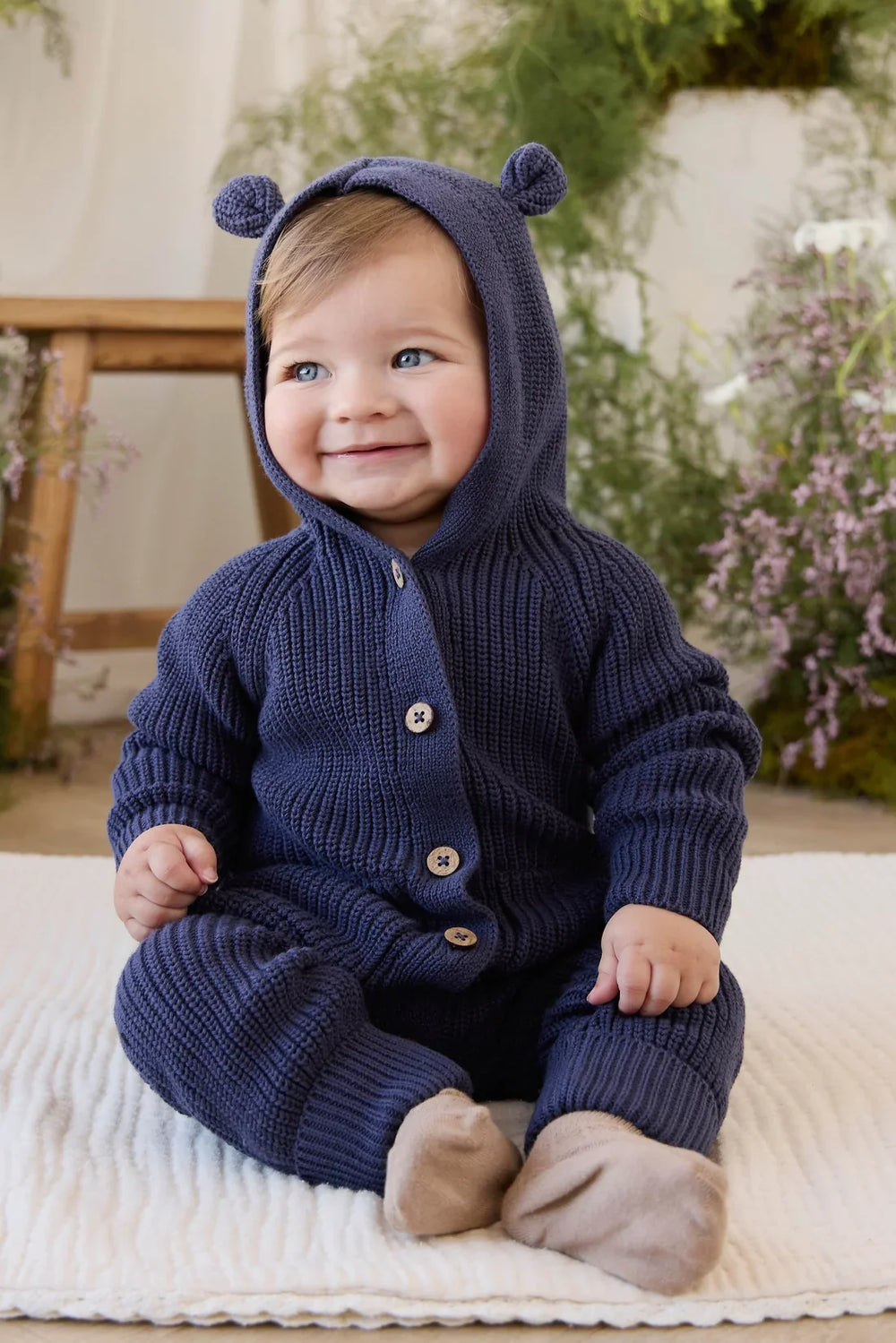 Bear Knit Onepiece - Marine