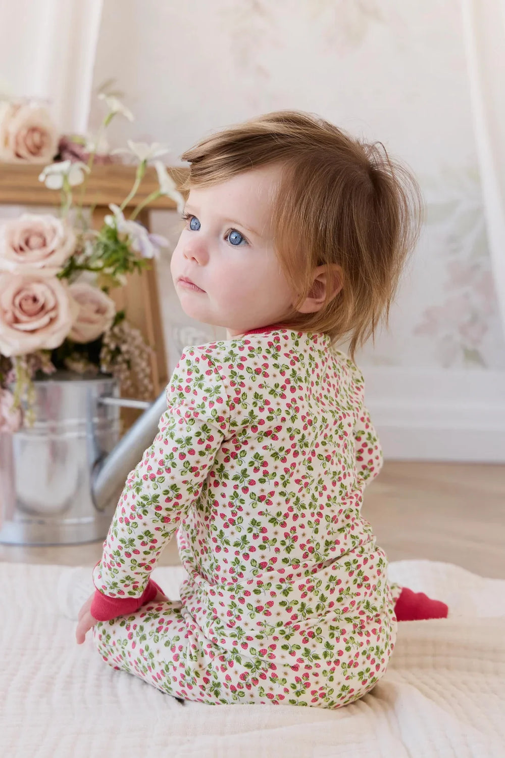 Organic Cotton Jude Onepiece - Cottage Strawberries